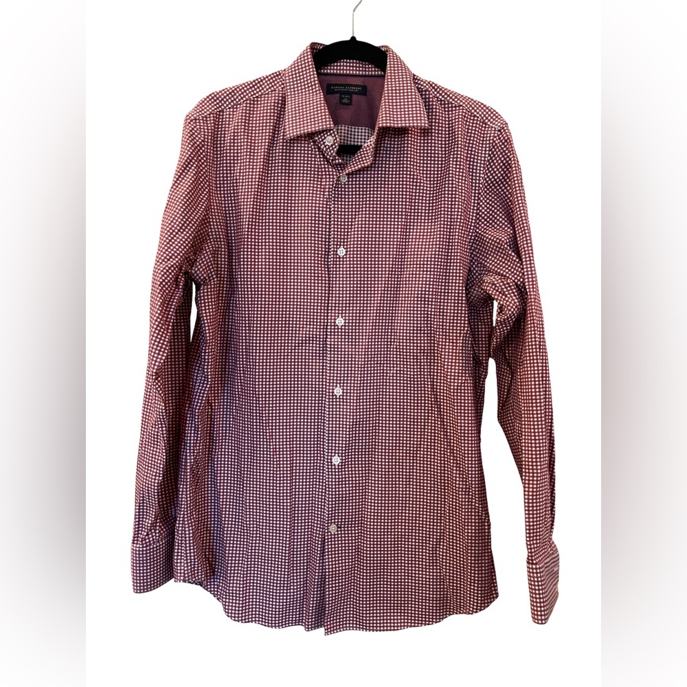 Banana Republic Men’s Non-Iron Slim Fit Red Plaid Shirt Size: Medium 15-15 1/2